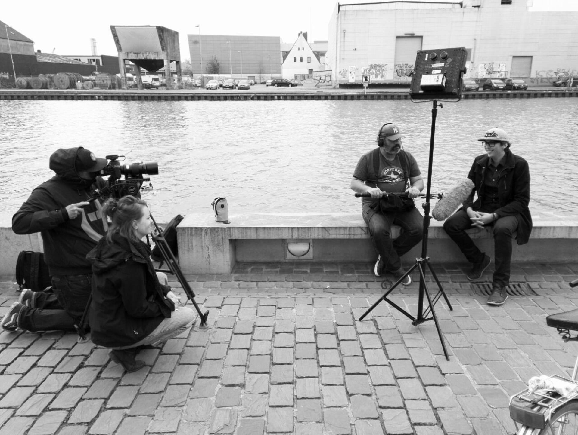 Interview production by the waterfront